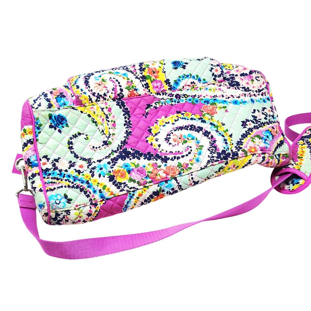 Vera Bradley Weekender Travel Bag Quilted Wildflower Paisley Crossbody - Picture 8 of 13